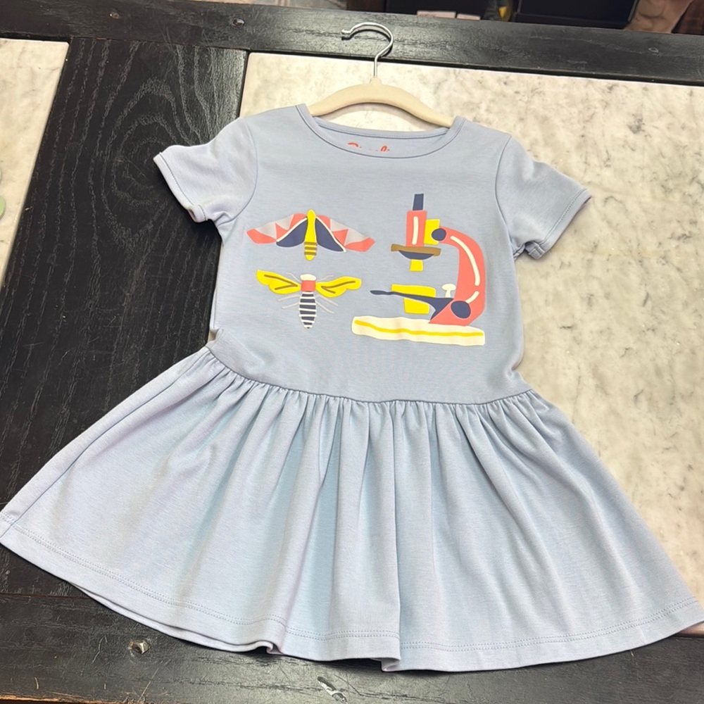 Blue Tiered Ruffled Sundress with Crew Neck